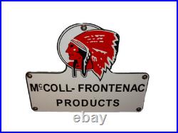 Vintage Red Indian Mccoll-frontenac Products Porcelain Metal Gasoline & Oil Sign