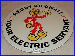 Vintage Reddy Kilowatt Electric Servant 11 3/4 Porcelain Metal Gasoline Sign