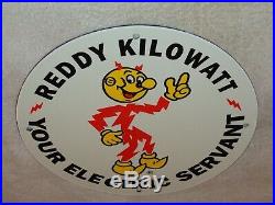 Vintage Reddy Kilowatt Electric Servant 11 3/4 Porcelain Metal Gasoline Sign