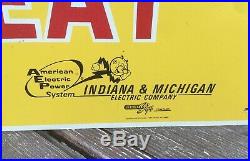 Vintage Reddy Kilowatt Flameless Home Electric Heat Metal Sign Indiana Michigan