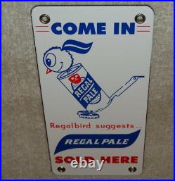 Vintage Regal Pale Beer Sold Here Regalbird 7 Porcelain Metal Gasoline Oil Sign