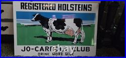 Vintage Registered Holstein Cow Farm Metal Sign double sided Jo Carol Club