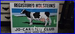 Vintage Registered Holstein Cow Farm Metal Sign double sided Jo Carol Club