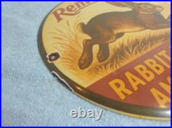 Vintage Remington Rabbit Hunting Ammunition Adv Sign Heavy Metal Porcelain -918e