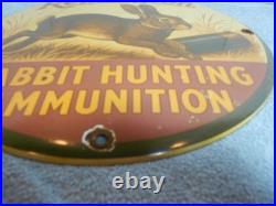 Vintage Remington Rabbit Hunting Ammunition Adv Sign Heavy Metal Porcelain -918e