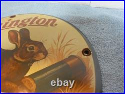 Vintage Remington Rabbit Hunting Ammunition Adv Sign Heavy Metal Porcelain -918e