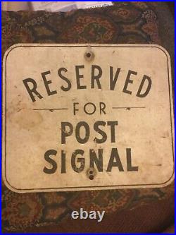 Vintage Reserved For Post Signal Sign -McDonough School Baltimore