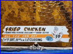 Vintage Restaurant Porcelain Sign Old Fried Chicken Rooster Hen All You Can Eat