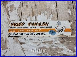 Vintage Restaurant Porcelain Sign Old Fried Chicken Rooster Hen All You Can Eat