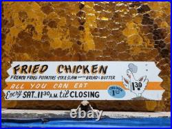 Vintage Restaurant Porcelain Sign Old Fried Chicken Rooster Hen All You Can Eat