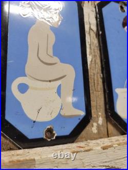 Vintage Restroom Porcelain Sign Old Toilet Bathroom Plaques Boy Girl Mens Womens