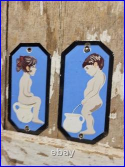 Vintage Restroom Porcelain Sign Old Toilet Bathroom Plaques Boy Girl Mens Womens Vintage Restroom Porcelain Sign Old Toilet Bathroom Plaques Boy Girl Mens Womens