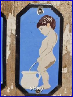 Vintage Restroom Porcelain Sign Old Toilet Bathroom Plaques Boy Girl Mens Womens