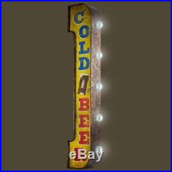 Vintage Retro Beer Marquee Bar Sign Lighted Cordless Double-Sided Antique Metal