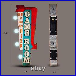 Vintage Retro GAME ROOM Sign Double-Sided 3-D Old-Fashioned LED Lighted Marquee