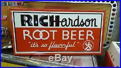 Vintage Richardson Root Beer Soda Pop Gas Oil 36 Embossed Metal SignNice