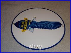 Vintage Richfield Eagle Hi Octane Gasoline 11 3/4 Porcelain Metal Gas Oil Sign Vintage Richfield Eagle Hi Octane Gasoline 11 3/4 Porcelain Metal Gas Oil Sign