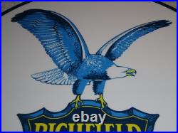 Vintage Richfield Eagle The Power Gasoline 11 3/4 Porcelain Metal Gas Oil Sign