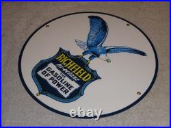 Vintage Richfield Eagle The Power Gasoline 11 3/4 Porcelain Metal Gas Oil Sign