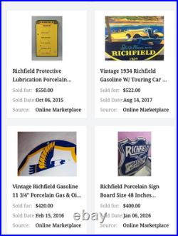 Vintage Richfield Eagle The Power Gasoline 11 3/4 Porcelain Metal Gas Oil Sign
