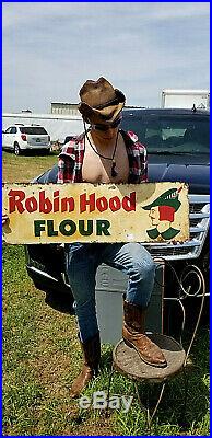 Vintage Robin Hood Flour Metal Sign Bakery Kitchen With Graphics 36X12