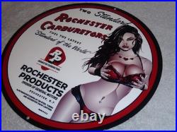 Vintage Rochester Carburetors General Motors Woman 12 Metal Gasoline & Oil Sign