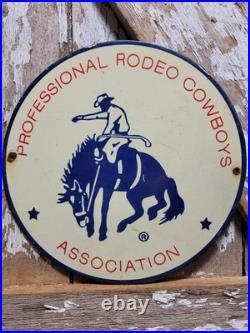 Vintage Rodeo Association Porcelain Sign Rare Old Western Cowboy Wrangler Ranch