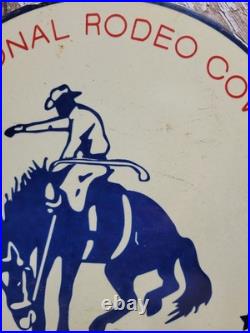 Vintage Rodeo Association Porcelain Sign Rare Old Western Cowboy Wrangler Ranch