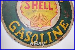 Vintage Round Shell Gasoline Porcelain Metal Sign