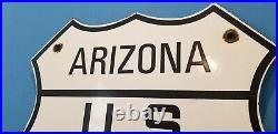 Vintage Route 66 Porcelain Metal USA Gasoline Highway Arizona Az Shield Sign
