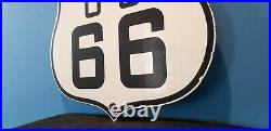 Vintage Route 66 Porcelain Metal USA Gasoline Highway Arizona Az Shield Sign