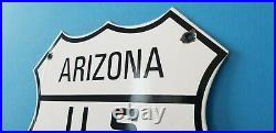 Vintage Route 66 Porcelain Metal USA Gasoline Highway Arizona Dot Shield Sign