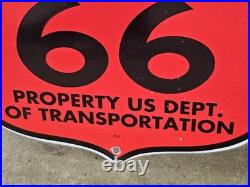 Vintage Route 66 U. S. Keep Off The Grass Porcelain Enamel Metal Sign 11 X 11