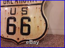 Vintage Route Us 66 Thick Metal Oklahoma Historic Highway State Sign