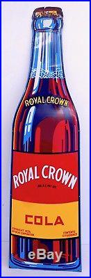 Vintage Royal Crown Cola Nehi Metal Embossed Die Cut Soda Advertising Sign 58