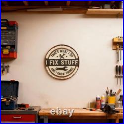 Vintage Rustic Metal Sign Humorous Garage Workshop Decor Man Cave Wall Art