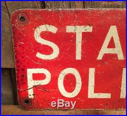 Vintage STATE POLICE Metal Red Front License Plate Metal Sign Connecticut Maine