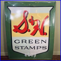 Vintage S&H Green Stamps Metal Embossed Stout Sign #3 47x58.5 OG 1950's RARE