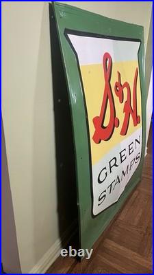 Vintage S&H Green Stamps Metal Embossed Stout Sign #3 47x58.5 OG 1950's RARE