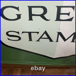 Vintage S&H Green Stamps Metal Embossed Stout Sign #3 47x58.5 OG 1950's RARE