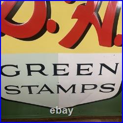 Vintage S&H Green Stamps Metal Embossed Stout Sign #3 47x58.5 OG 1950's RARE