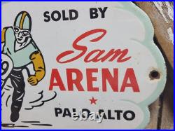 Vintage Sam Arena Porcelain Sign Old Motorcycle Racing Palo Alto Ca Harley Biker Vintage Sam Arena Porcelain Sign Old Motorcycle Racing Palo Alto Ca Harley Biker