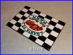 Vintage Santa Fe Speedway Auto Car, Truck Races Chicago Metal Gasoline Oil Sign