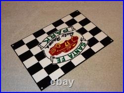Vintage Santa Fe Speedway Auto Car, Truck Races Chicago Metal Gasoline Oil Sign