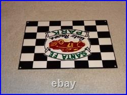 Vintage Santa Fe Speedway Auto Car, Truck Races Chicago Metal Gasoline Oil Sign