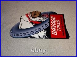 Vintage Savage Tires Heap Big Mileage +indian 12 Enamel Metal Gasoline Oil Sign