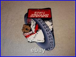 Vintage Savage Tires Heap Big Mileage +indian 12 Enamel Metal Gasoline Oil Sign