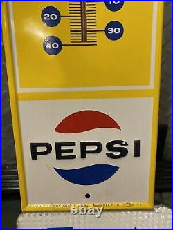Vintage Say Pepsi Please Metal Thermometer Sign