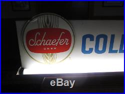 Vintage Schaefer Cold Beer Lighted Clock Metal Beer Sign. 48 Long