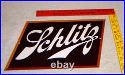Vintage Schlitz Beer 17 X 13 Porcelain Enamel Metal Bar, Gasoline & Oil Sign